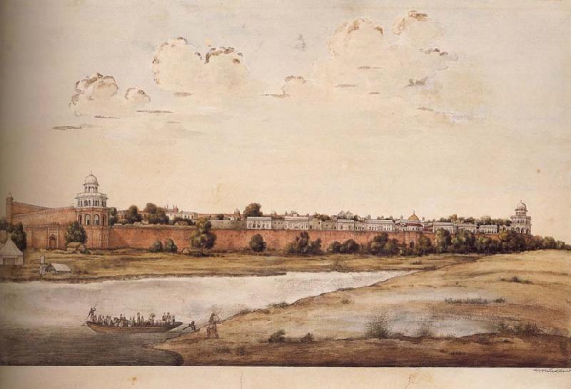 unknow artist East Side of the Royal Palaces in the Fort,Shahjahanabad oil painting image